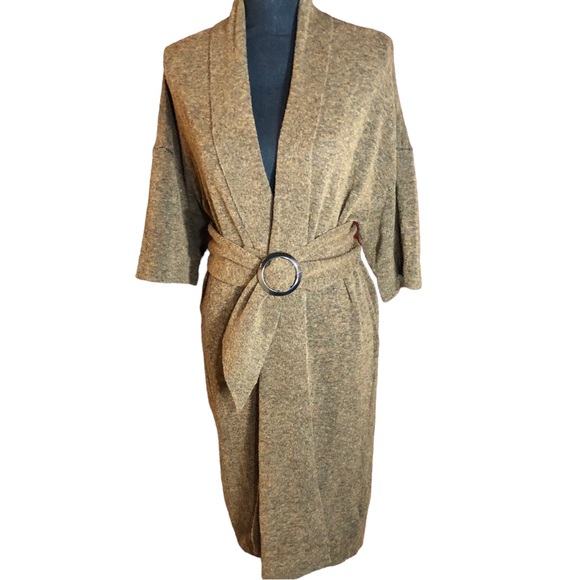 Wool blend longline duster sweater cropped kimono  sleeves and removable… - Picture 11 of 11